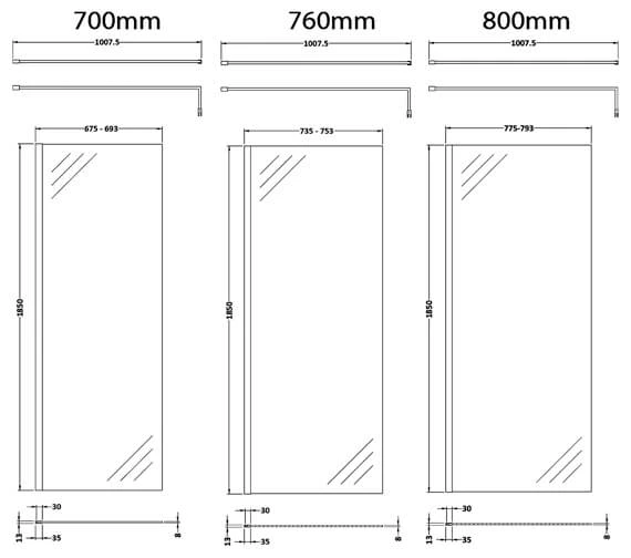 Nuie Wetroom Walk-In Shower Panel With Support Bar 3 Nuie Wetroom Walk-In Shower Panel With Support Bar - Image 3