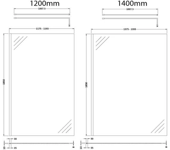 Nuie Wetroom Walk-In Shower Panel With Support Bar 5 Nuie Wetroom Walk-In Shower Panel With Support Bar - Image 5