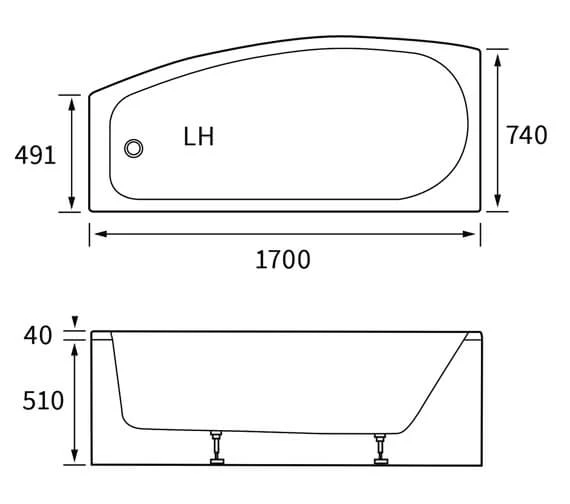Joseph Miles Marley Space Saver 1700 X 740mm 0 Tap Hole Single Ended Shower Bath 2 Joseph Miles Marley Space Saver 1700 X 740mm 0 Tap Hole Single Ended Shower Bath - Image 2