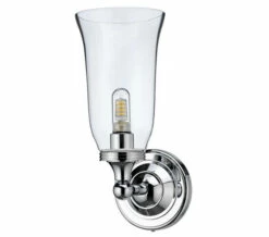 Burlington LED Bathroom Light With Chrome Base And Clear Glass Vase Shade