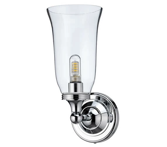 Burlington LED Bathroom Light With Chrome Base And Clear Glass Vase Shade 1 Burlington LED Bathroom Light With Chrome Base And Clear Glass Vase Shade