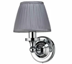 Burlington Round Light With Chrome Base And Silver Chiffon Shade
