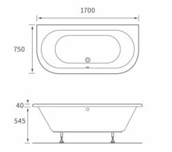 Joseph Miles Osric 1700 X 750mm Back-To-Wall Double Ended Bath 6 Joseph Miles Osric 1700 X 750mm Back-To-Wall Double Ended Bath -UK Bathroom Products Sales 2024 M700 2022 10 7 11 8 8 360