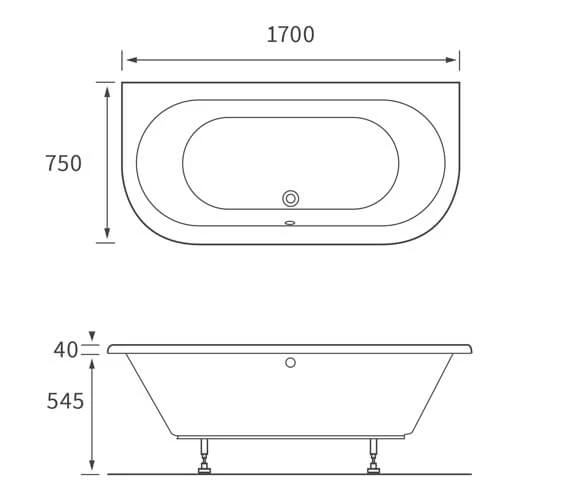 Joseph Miles Osric 1700 X 750mm Back-To-Wall Double Ended Bath 3 Joseph Miles Osric 1700 X 750mm Back-To-Wall Double Ended Bath - Image 3