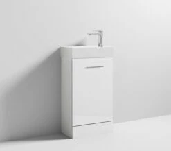 Nuie Mayford Cloakroom 480mm Gloss White Floor Standing Cabinet With Basin