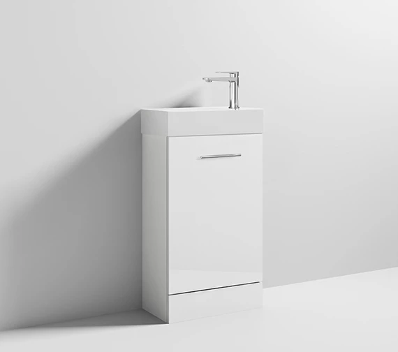 Nuie Mayford Cloakroom 480mm Gloss White Floor Standing Cabinet With Basin 1 Nuie Mayford Cloakroom 480mm Gloss White Floor Standing Cabinet With Basin