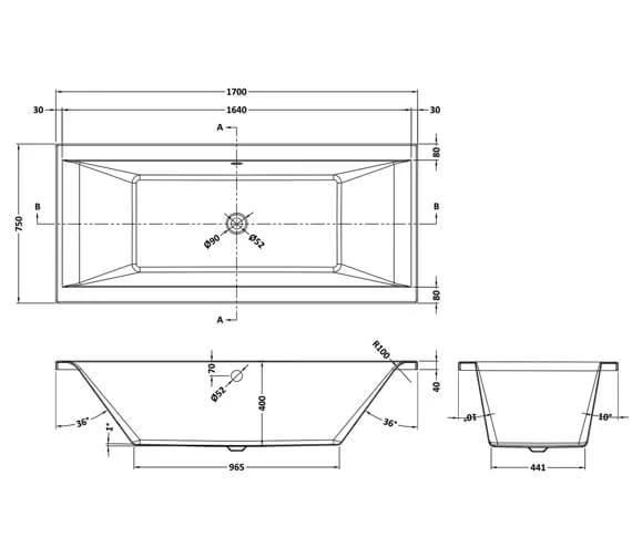 Hudson Reed Asselby Square 1700mm Double Ended Eternalite Acrylic Bath 5 Hudson Reed Asselby Square 1700mm Double Ended Eternalite Acrylic Bath - Image 5