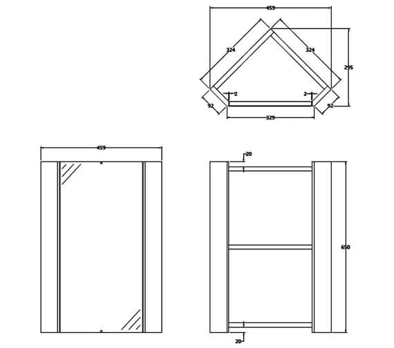 Nuie Mayford High Gloss White 459mm Corner Mirror Cabinet 3 Nuie Mayford High Gloss White 459mm Corner Mirror Cabinet - Image 3