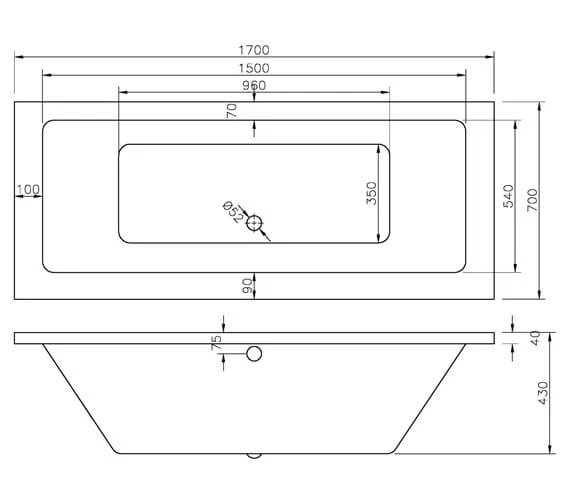 Joseph Miles Tuscany 1700mm Double Ended Whirlpool Bath 3 Joseph Miles Tuscany 1700mm Double Ended Whirlpool Bath - Image 3
