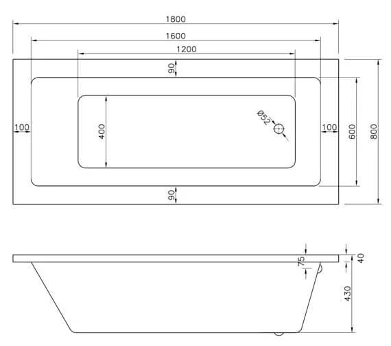 Joseph Miles Florence 1800mm Single Ended Whirlpool Bath 2 Joseph Miles Florence 1800mm Single Ended Whirlpool Bath - Image 2