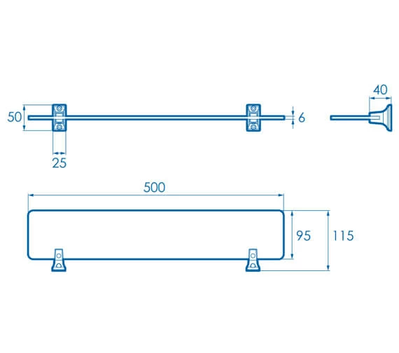 Croydex Sutton 500mm Glass Shelf - QM731441 3 Croydex Sutton 500mm Glass Shelf - QM731441 - Image 3