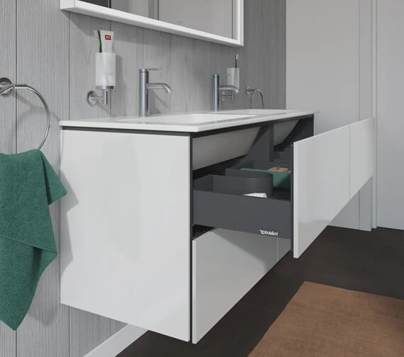 Duravit L-Cube 1290mm Wide 4 Drawers Wall Mounted Vanity Unit For Me-By-Starck Basin 5 Duravit L-Cube 1290mm Wide 4 Drawers Wall Mounted Vanity Unit For Me-By-Starck Basin - Image 5