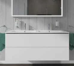 Duravit L-Cube 1290mm Wide 2 Drawers Wall Mounted Vanity Unit For Me-By-Starck Basin