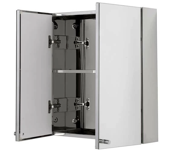 Croydex Carra Double Door Stainless Steel Mirror Cabinet 5 Croydex Carra Double Door Stainless Steel Mirror Cabinet - Image 5