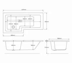 Trojan Elite L Shaped 1675 X 700-850mm Encapsulated Baseboard Shower Bath -UK Bathroom Products Sales 2024 M700 2022 7 12 13 35 50 931