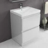 IMEX Flite White 600mm Double Drawer Floor Standing Unit And Basin