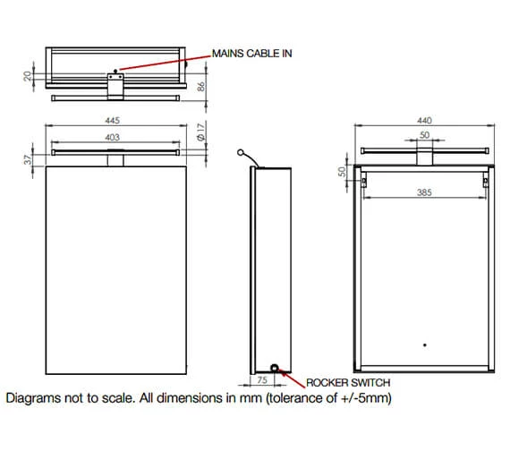 Tavistock Conduct Single Door Mirror Cabinet With Overhead LED Light 3 Tavistock Conduct Single Door Mirror Cabinet With Overhead LED Light - Image 3