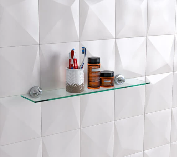 Croydex Worcester Flexi-Fix Glass Shelf 590mm 1 Croydex Worcester Flexi-Fix Glass Shelf 590mm