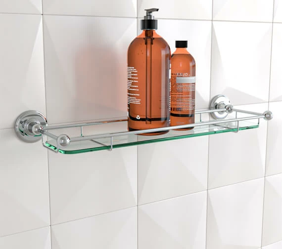 Burlington Shelf With Chrome Plated Railing - A18 CHR 1 Burlington Shelf With Chrome Plated Railing - A18 CHR
