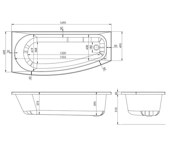 Trojan Space Saver 1700 X 700mm Encapsulated Baseboard Shower Bath White 2 Trojan Space Saver 1700 X 700mm Encapsulated Baseboard Shower Bath White - Image 2