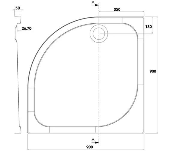 Crosswater Quadrant 45mm White Stone Resin Low Level Tray With Waste 2 Crosswater Quadrant 45mm White Stone Resin Low Level Tray With Waste - Image 2