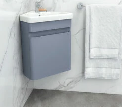 RAK Resort Wall Hung 450mm Wide Corner Matt White Vanity Unit With Basin