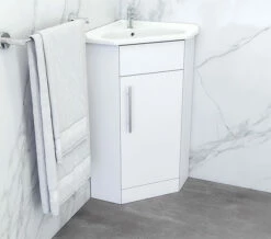 Kartell K-Vit Impakt Single Door White Corner Vanity Unit With Basin