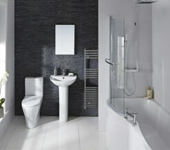 Aqua Edition Compact P Shaped Whirlpool Shower Bath With Front Panel