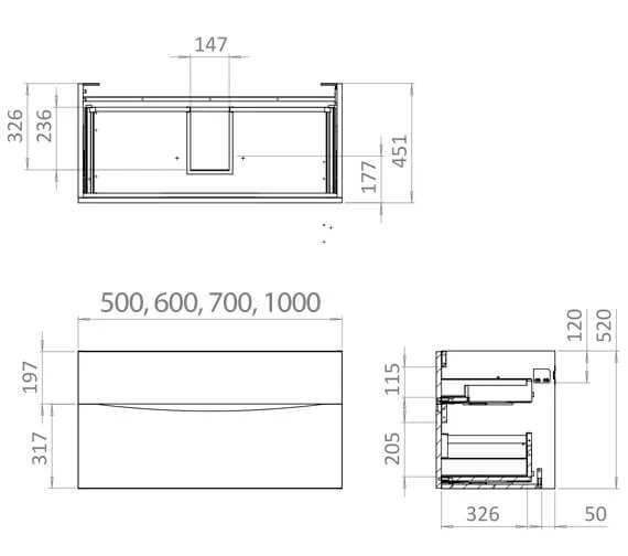 Crosswater Glide II Wall Hung Double Drawer Bathroom Unit 3 Crosswater Glide II Wall Hung Double Drawer Bathroom Unit - Image 3