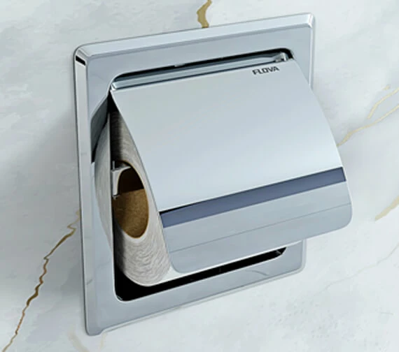 Flova Gloria Diamond Chrome Concealed Toilet Roll Holder 1 Flova Gloria Diamond Chrome Concealed Toilet Roll Holder