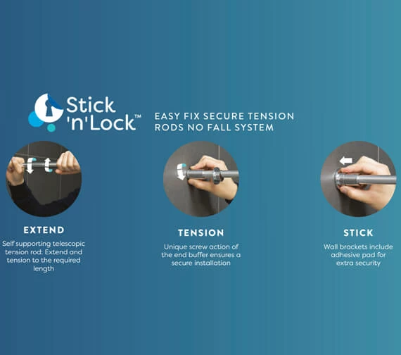 Croydex Stick-N-Lock Shower Cubicle Telescopic Tension Rod 9 Croydex Stick-N-Lock Shower Cubicle Telescopic Tension Rod - Image 9