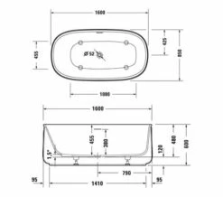 Duravit Zencha 1600 X 850mm Air System Whirlpool Bath With 1 Backrest Slope -UK Bathroom Products Sales 2024 M700 2022 9 7 14 39 56 760