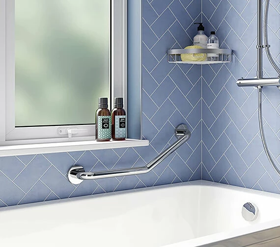 Croydex 600mm Stainless Steel Angled Grab Bar 5 Croydex 600mm Stainless Steel Angled Grab Bar - Image 5