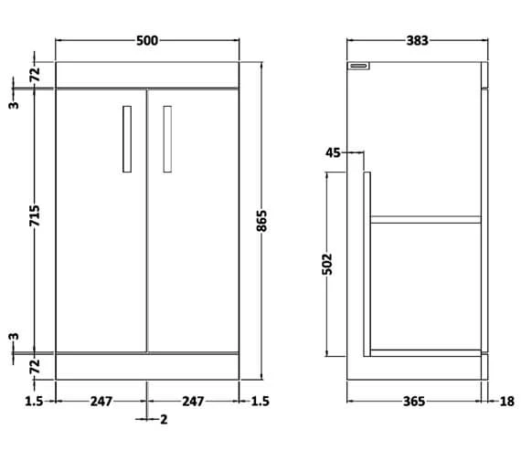 Nuie Athena Floor Standing 2 Door Cabinet With Worktop Or Basin 2 Nuie Athena Floor Standing 2 Door Cabinet With Worktop Or Basin - Image 2