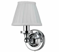 Burlington Round Light With Chrome Base And White Fine Pleated Shade