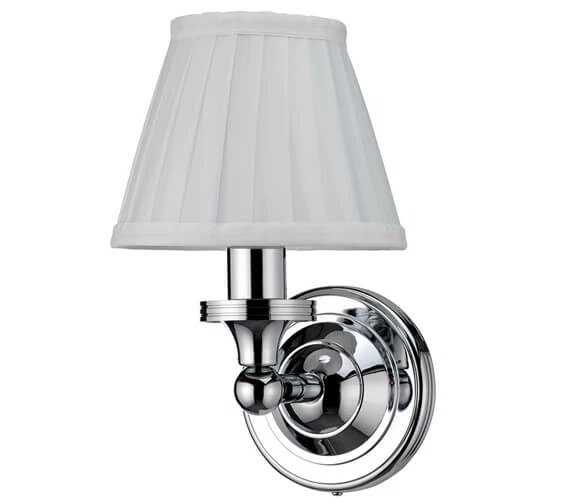 Burlington Round Light With Chrome Base And White Fine Pleated Shade 1 Burlington Round Light With Chrome Base And White Fine Pleated Shade