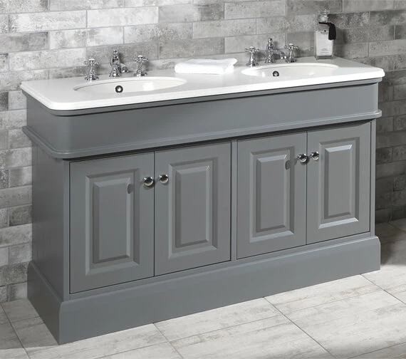 Silverdale Victorian 1400mm Painted Grey Cabinet With Worktop And Basin 1 Silverdale Victorian 1400mm Painted Grey Cabinet With Worktop And Basin