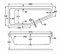 Carron Quantum Space Saver 5mm Acrylic Bath 1700 X 750mm Left Hand