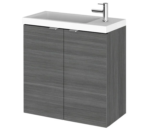 Hudson Reed Fusion 500mm Wall Hung 2 Door Slimline Vanity Unit And Basin 6 Hudson Reed Fusion 500mm Wall Hung 2 Door Slimline Vanity Unit And Basin - Image 6