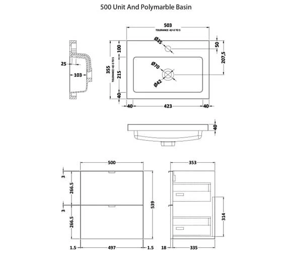 Hudson Reed Fusion Wall Hung Full Depth 2 Drawer Vanity Unit And Basin 4 Hudson Reed Fusion Wall Hung Full Depth 2 Drawer Vanity Unit And Basin - Image 4