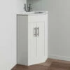 Nuie Mayford Double Door Corner White Cabinet And Basin