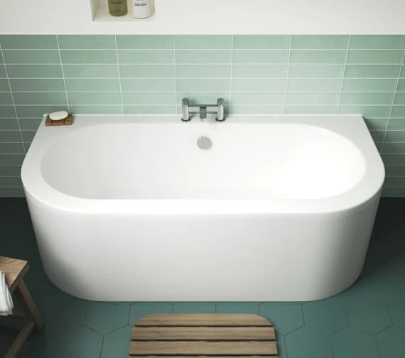 Nuie Shingle 1700 X 750mm Curved Back To Wall White Bath With Panel 1 Nuie Shingle 1700 X 750mm Curved Back To Wall White Bath With Panel