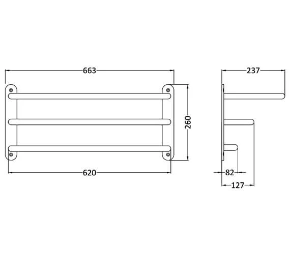 Nuie 663mm Wide 3 Tier Chrome Towel Rack 3 Nuie 663mm Wide 3 Tier Chrome Towel Rack - Image 3
