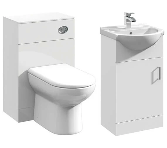 Nuie Mayford 1 Door White Bathroom Vanity Unit And Back To Wall WC Unit 2 Nuie Mayford 1 Door White Bathroom Vanity Unit And Back To Wall WC Unit - Image 2