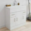 Nuie Eden Floor-Standing 3 Door And 2 Drawer White Cabinet With Basin