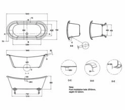 Burlington Bateau 1640 X 700mm White Double Ended Freestanding Bath -UK Bathroom Products Sales 2024 M700 2023 4 4 11 53 47 569