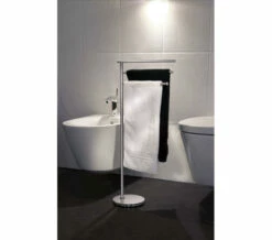 Smedbo Outline Lite Free Standing Polished Stainless Steel Triple Towel Rail Base Round