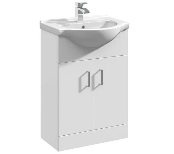 Nuie Mayford Two Door Floor Standing Gloss White Vanity And Basin 2 Nuie Mayford Two Door Floor Standing Gloss White Vanity And Basin - Image 2