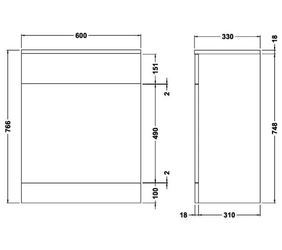 Nuie Mayford 766mm High Back-To-Wall WC Furniture Unit White 8 Nuie Mayford 766mm High Back-To-Wall WC Furniture Unit White - Image 8