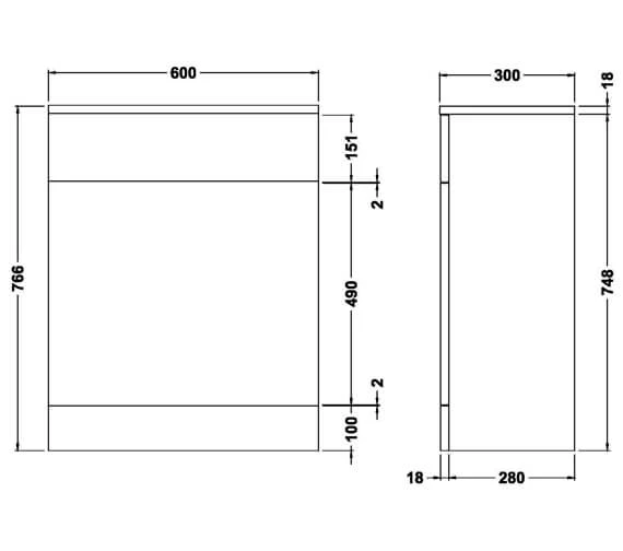 Nuie Mayford 766mm High Back-To-Wall WC Furniture Unit White 6 Nuie Mayford 766mm High Back-To-Wall WC Furniture Unit White - Image 6